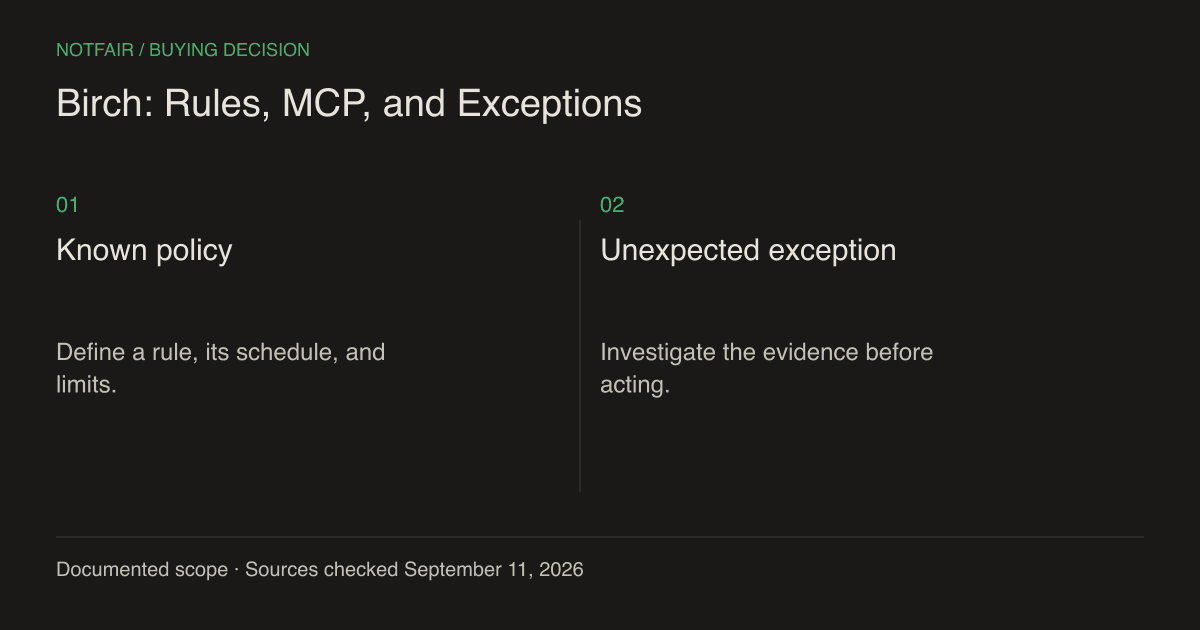 NotFair vs Birch: Rules, MCP, and Exceptions: the main buying decision