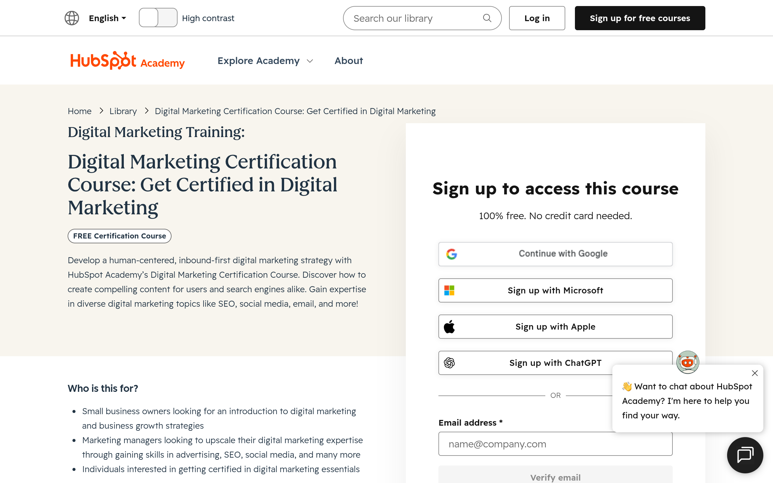 HubSpot Academy Digital Marketing Certification